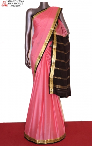 Contrast Classic Pure Mysore Crepe Silk Saree